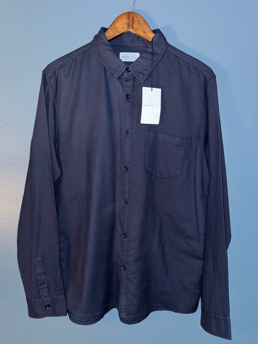 BLDWN NWT Men's M Modern Classic Core Button Down Shirt Midnight